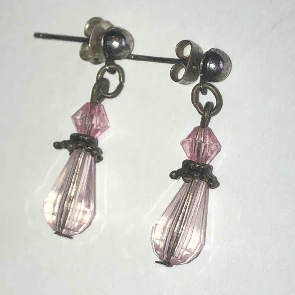 Pink Crystal Drop Dangle Boho Earrings
